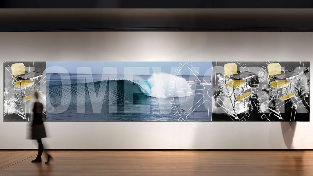 Robert Santoré HOME WORK 60 x 216in (152.4 x 548.64cm) |  Oil, oil stick, military & industrial enamels on birch panel with micro-layer clay ground