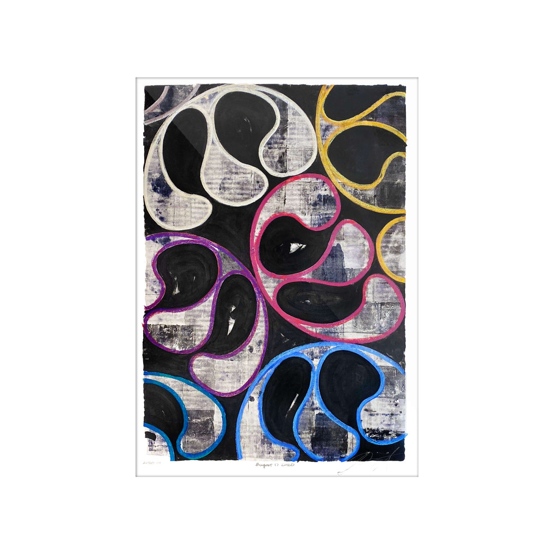 August 17, 2020, by Robert Santore ©2020. Framed, hand painted artist proof monoprint, watercolor and gouache on the finest archival hot press cotton rag paper with hand torn edges. Available as a limited edition giclée.