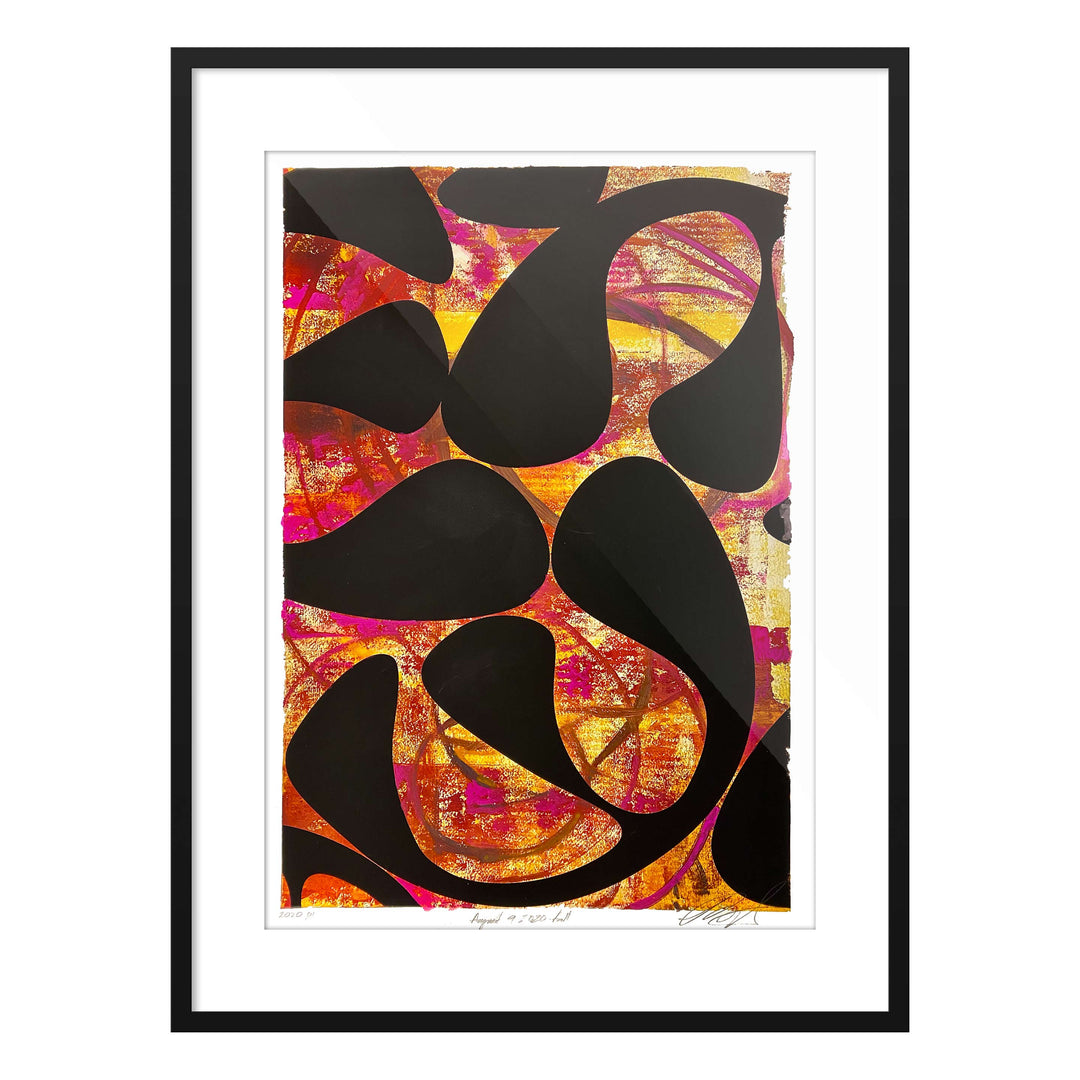 August 9, 2020 Fall by Robert Santore ©2020. Framed & unframed, hand painted artist proof monoprint, watercolor and gouache on the finest archival hot press cotton rag paper with hand torn edges. Available as a limited edition giclée