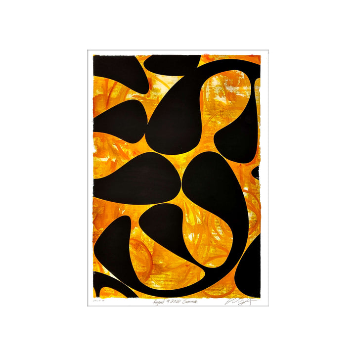 August 11, 2020 Summer, by Robert Santore ©2020. Framed & unframed, hand painted artist proof monoprint, watercolor and gouache on the finest archival hot press cotton rag paper with hand torn edges. Available as a limited edition giclée