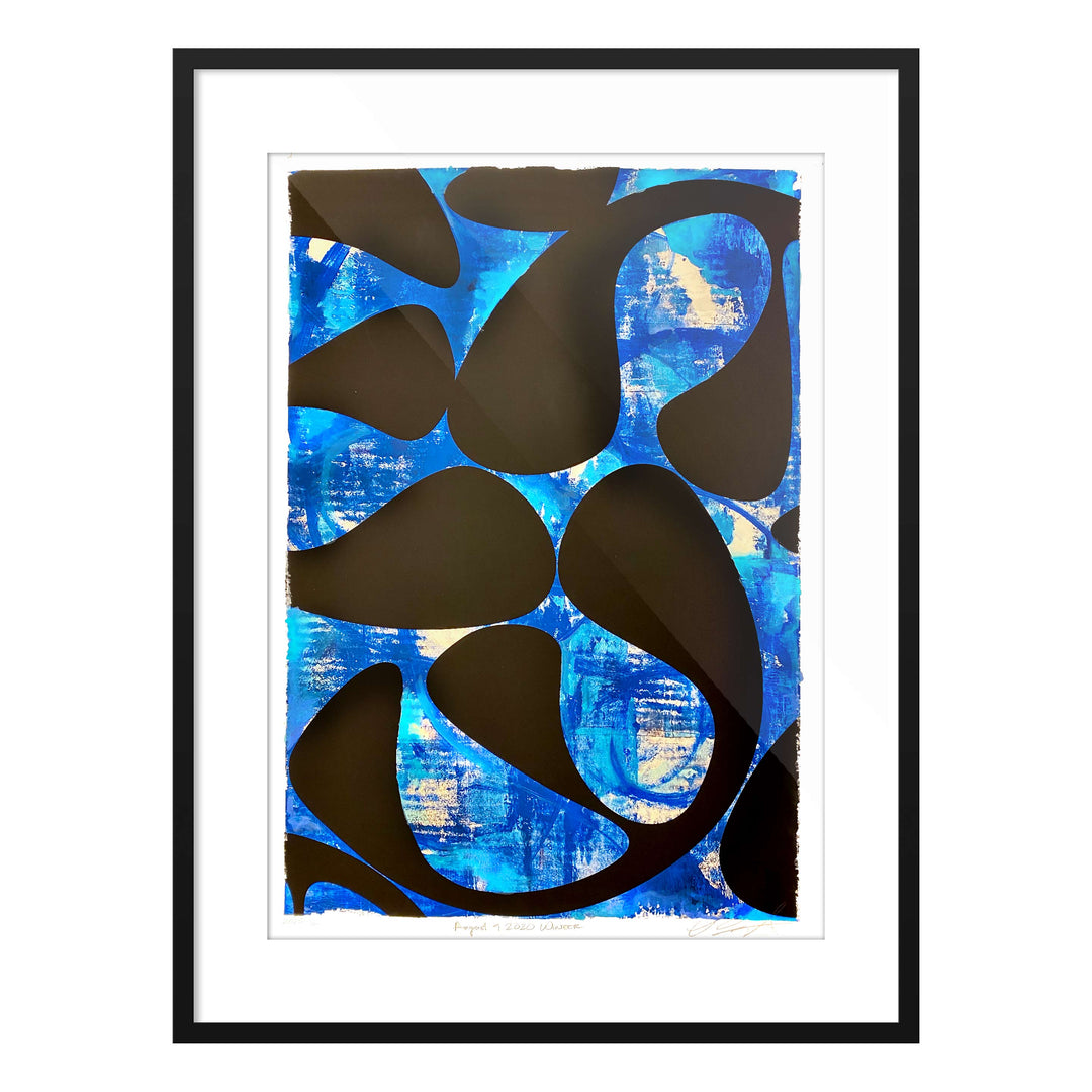 August 9, 2020 Winter, by Robert Santore ©2020. Framed & unframed, hand painted artist proof monoprint, watercolor and gouache on the finest archival hot press cotton rag paper with hand torn edges. Available as a limited edition giclée