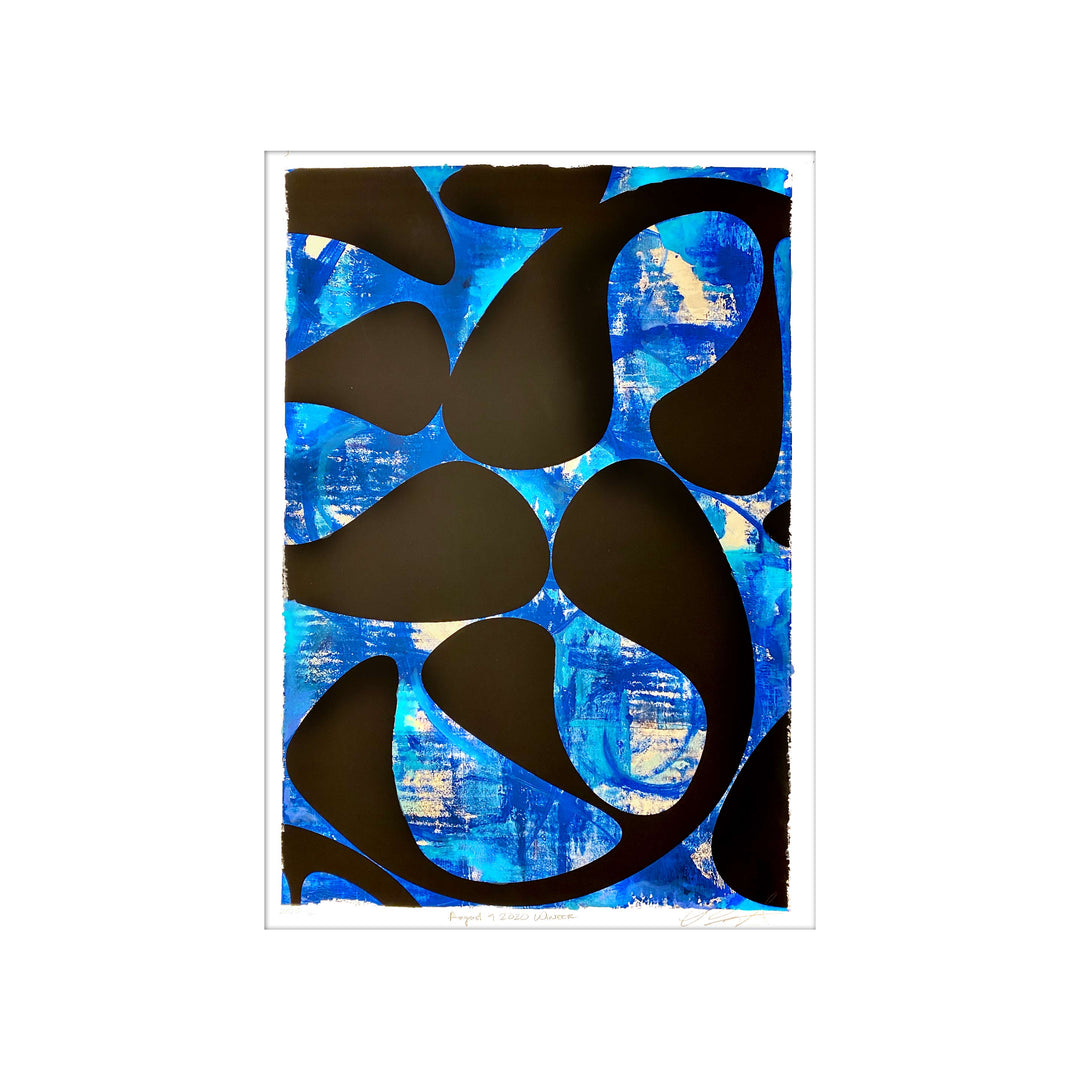 August 9, 2020 Winter, by Robert Santore ©2020. Framed & unframed, hand painted artist proof monoprint, watercolor and gouache on the finest archival hot press cotton rag paper with hand torn edges. Available as a limited edition giclée