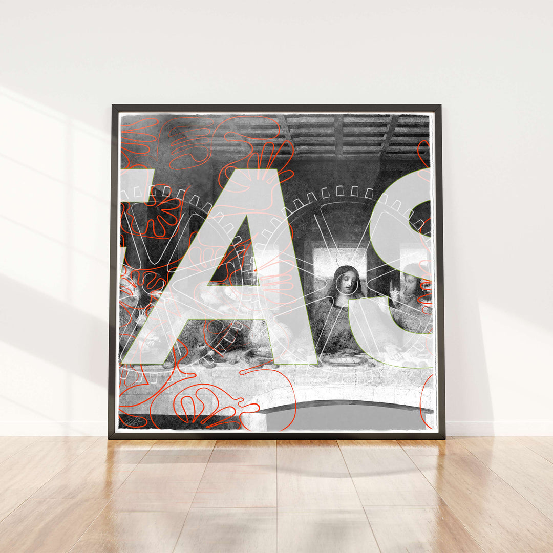 Fast Food 2020 Print Edition "A" 42" x 42" Unframed Hand altered, painted giclée on hand torn hot press archival watercolor paper