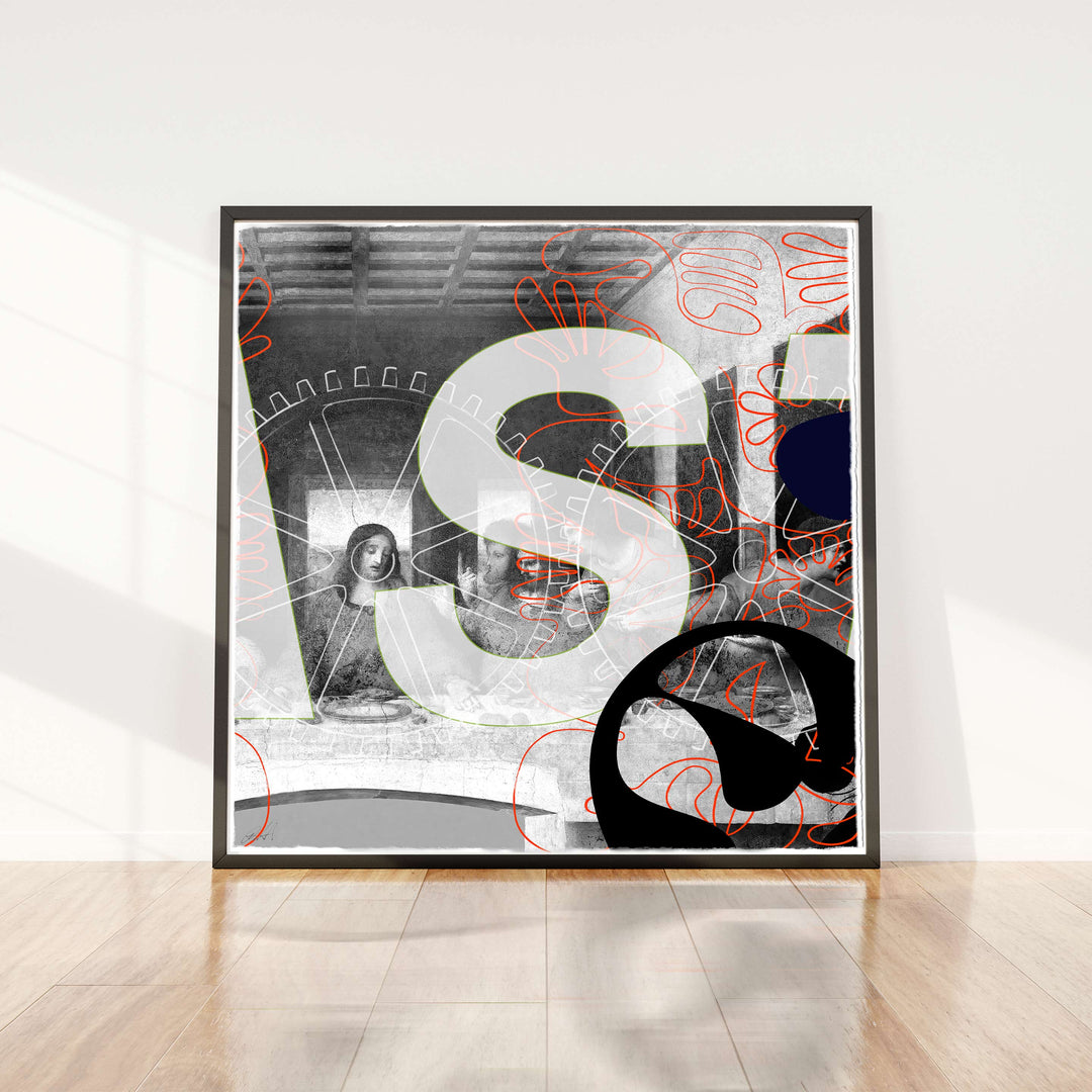 Fast Food 2020 Print Edition "S" 42" x 42" Unframed Hand altered, painted giclée on hand torn hot press archival watercolor paper