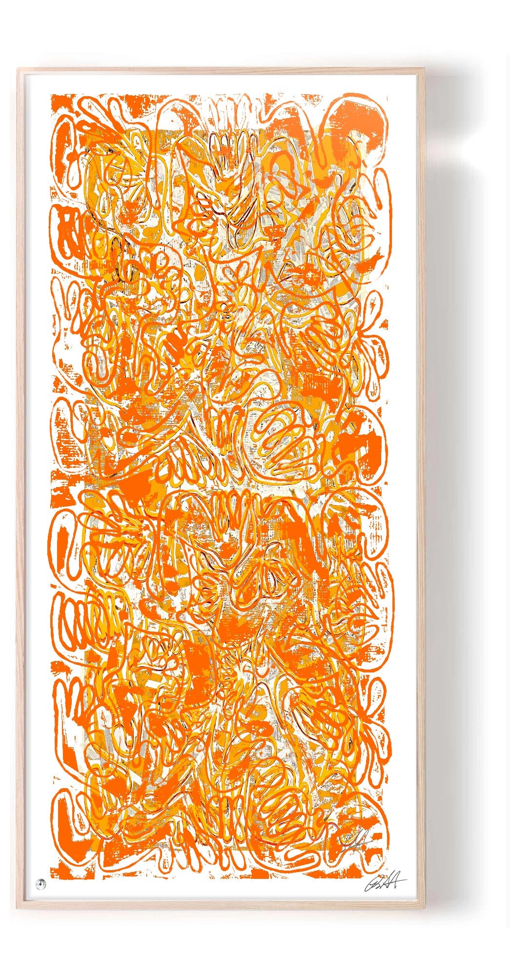 "COVID CHAOS Miami Sunset" by Robert Santore ©2021. Framed, Hand painted artist silkscreen print, hand printed on the finest archival cold press cotton rag paper with hand torn edges. Painted in the Soho studio.