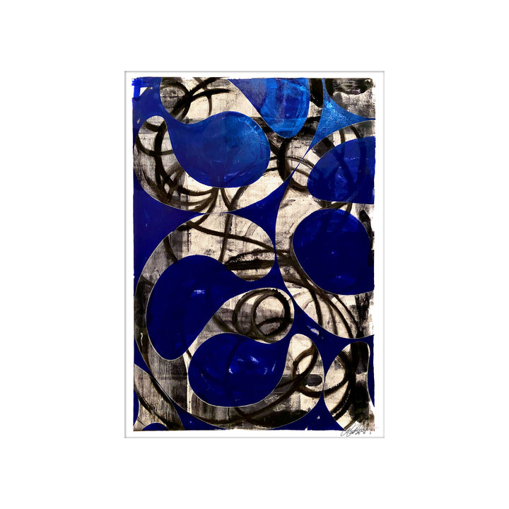 Covid Blues No.1, by Robert Santore ©2020. Framed, hand painted artist proof monoprint, watercolor and gouache on the finest archival hot press cotton rag paper with hand torn edges. Available as a limited edition giclée.