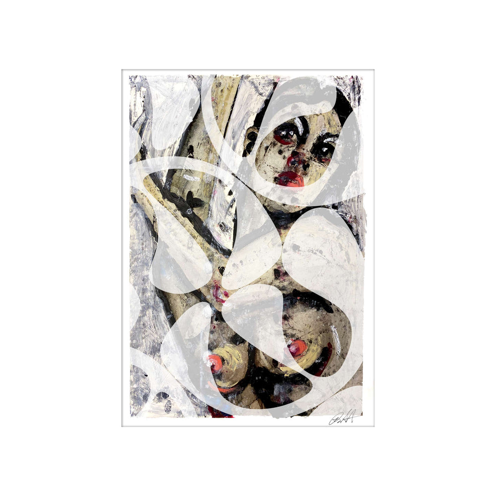 Manhattan COVID Nude No 5 V3, by Robert Santore ©2020. Framed & unframed, hand painted artist proof monoprint, watercolor and gouache on the finest archival hot press cotton rag paper with hand torn edges. Available as a limited edition giclée