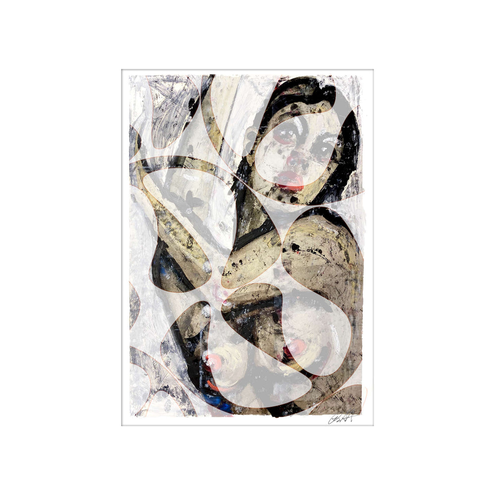 Manhattan COVID Nude No 5 V4, by Robert Santore ©2020. Framed & unframed, hand painted artist proof monoprint, watercolor and gouache on the finest archival hot press cotton rag paper with hand torn edges. Available as a limited edition giclée