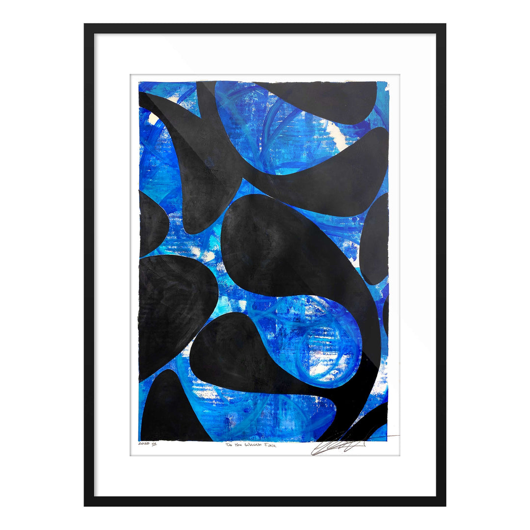 Do You Wanna Funk. by Robert Santore ©2020. Framed, hand painted artist proof monoprint, watercolor and gouache on the finest archival hot press cotton rag paper with hand torn edges. Available as a limited edition giclée.