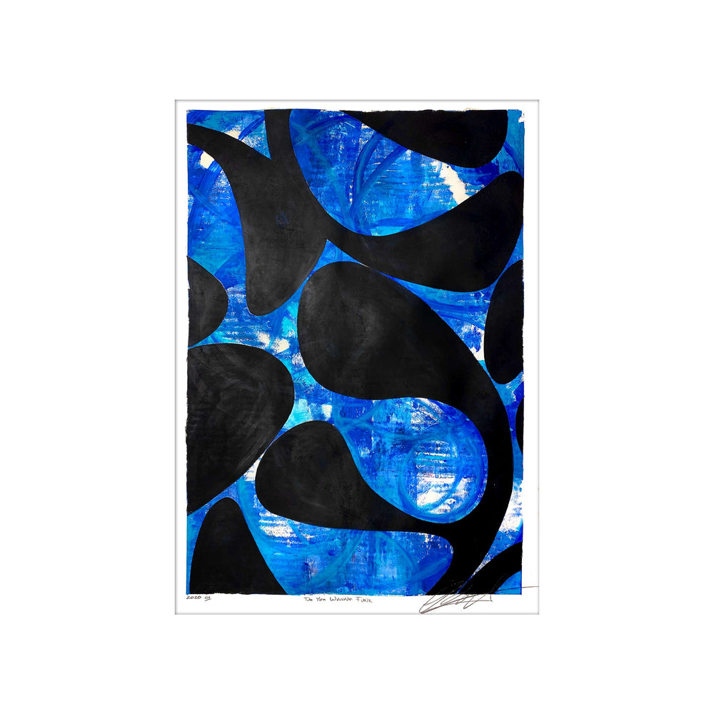 Do You Wanna Funk. by Robert Santore ©2020. Framed, hand painted artist proof monoprint, watercolor and gouache on the finest archival hot press cotton rag paper with hand torn edges. Available as a limited edition giclée.