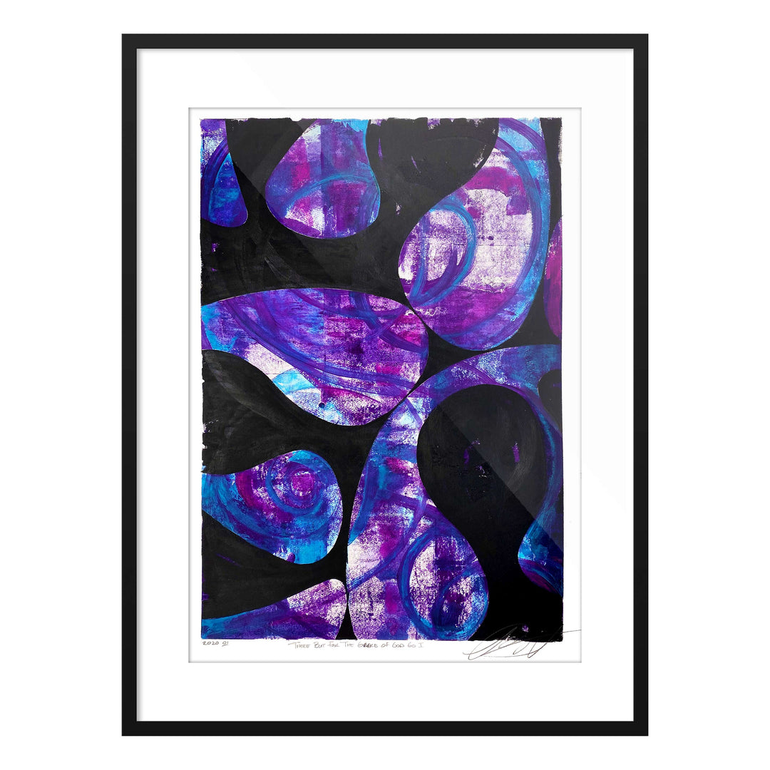 There Be For The Grace Of God Go I. by Robert Santore ©2020. Framed, hand painted artist proof monoprint, watercolor and gouache on the finest archival hot press cotton rag paper with hand torn edges. Available as a limited edition giclée.