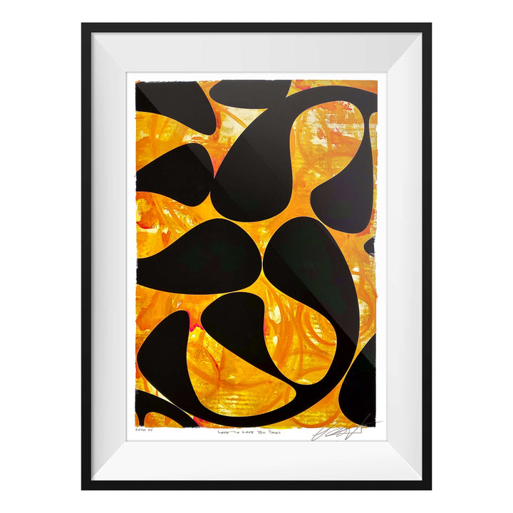 Love To Love Ya Baby. by Robert Santore ©2020. Framed, hand painted artist proof monoprint, watercolor and gouache on the finest archival hot press cotton rag paper with hand torn edges. Available as a limited edition giclée.