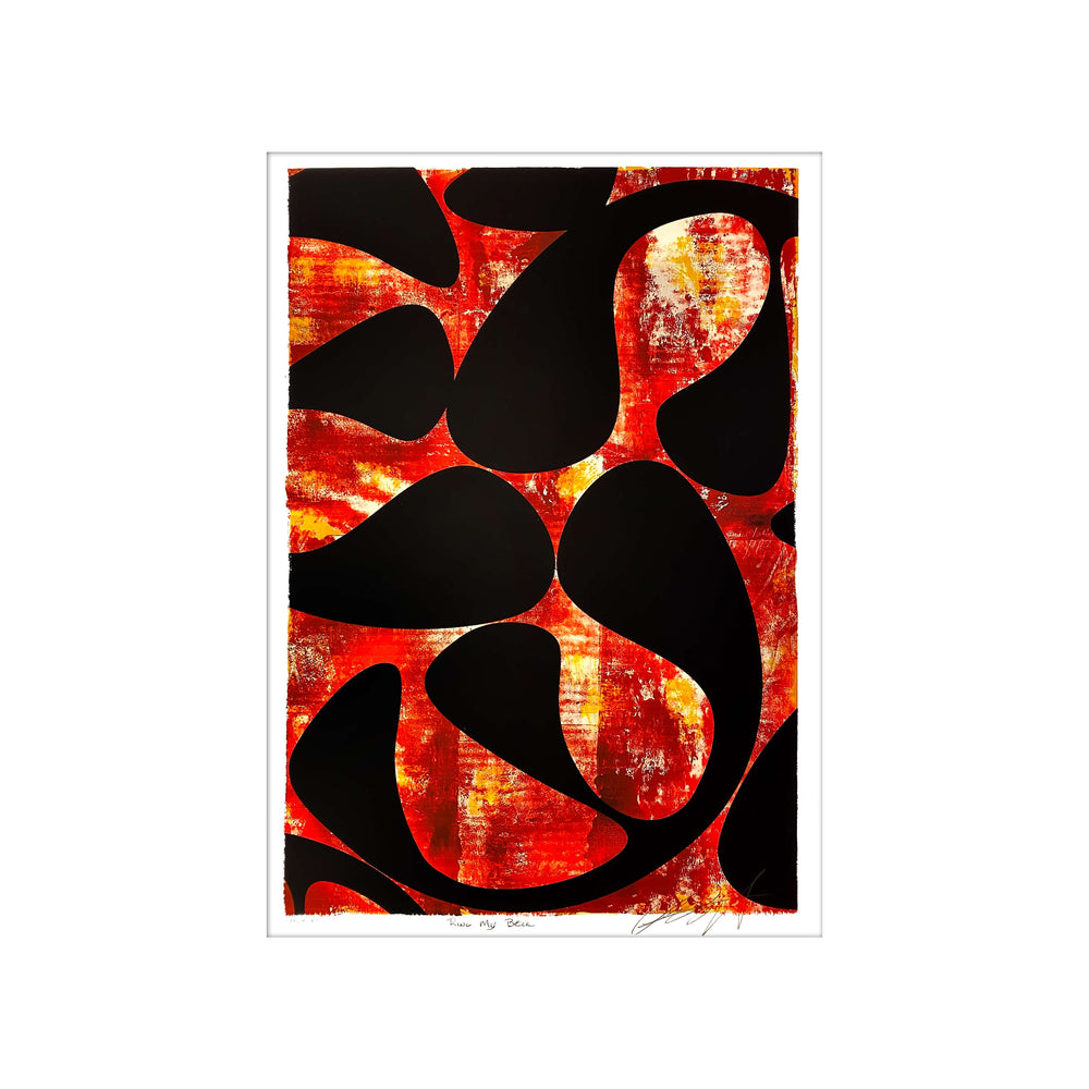 Ring My Bell, by Robert Santore ©2020. Framed, hand painted artist proof monoprint, watercolor and gouache on the finest archival hot press cotton rag paper with hand torn edges. Available as a limited edition giclée.