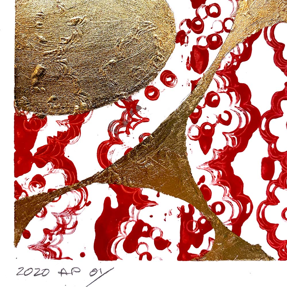 French Laundry No. 2 14ct Gold, by Robert Santore ©2020. Framed, hand painted artist proof monoprint, watercolor and gouache on the finest archival hot press cotton rag paper with hand torn edges. Available as a limited edition giclée