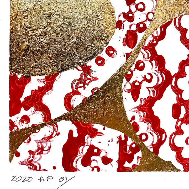 French Laundry No. 2 14ct Gold, by Robert Santore ©2020. Framed, hand painted artist proof monoprint, watercolor and gouache on the finest archival hot press cotton rag paper with hand torn edges. Available as a limited edition giclée