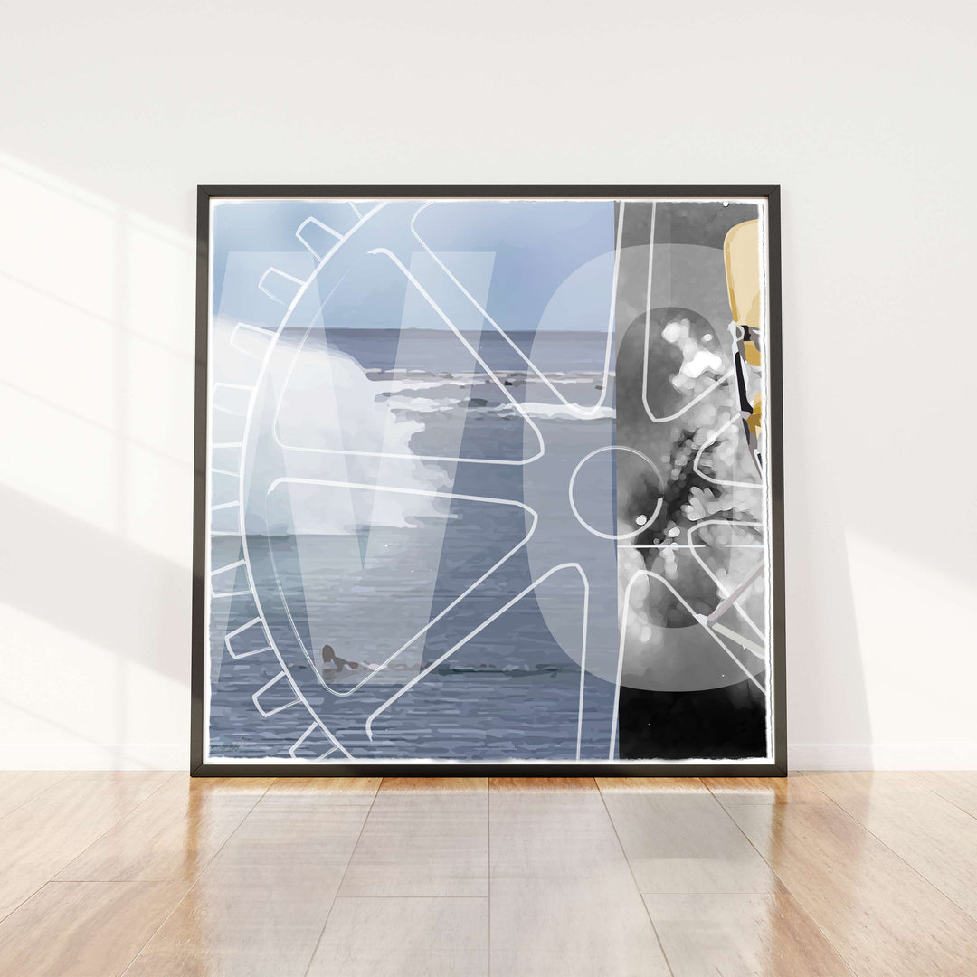 Homework 4 of 6 ©2020 Robert Santore | Giant woodblock print printed archival cold press cotton rag watercolor paper with hand torn edges. Painted in the Texas Studio.