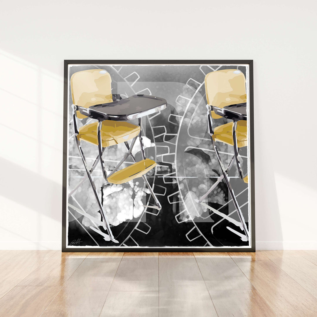 Homework 5 of 6 ©2020 Robert Santore | Giant woodblock print printed archival cold press cotton rag watercolor paper with hand torn edges. Painted in the Texas Studio.