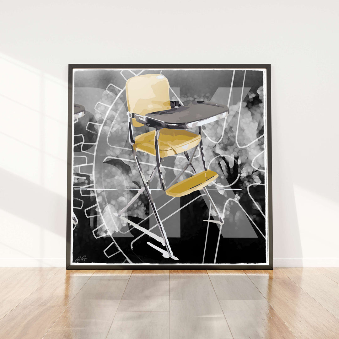 Homework 6 of 6 ©2020 Robert Santore | Giant woodblock print printed archival cold press cotton rag watercolor paper with hand torn edges. Painted in the Texas Studio.