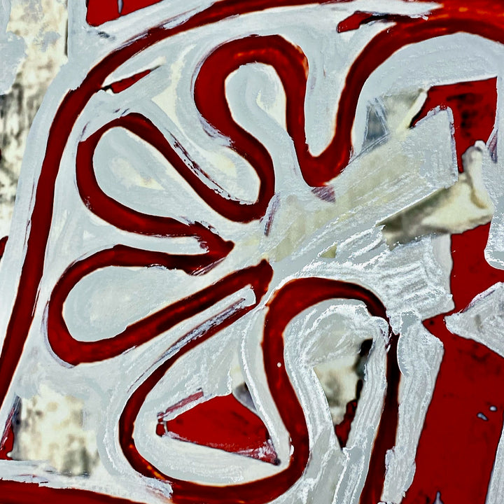 "Tavarua Kava Ghosts Red No 2" 2021© by Robert Santore | Hand painted limited edition mono-print on the finest archival hot press cotton rag paper with hand torn edges. Each one is slightly different and is an original on it's own. Painted the Texas studio.