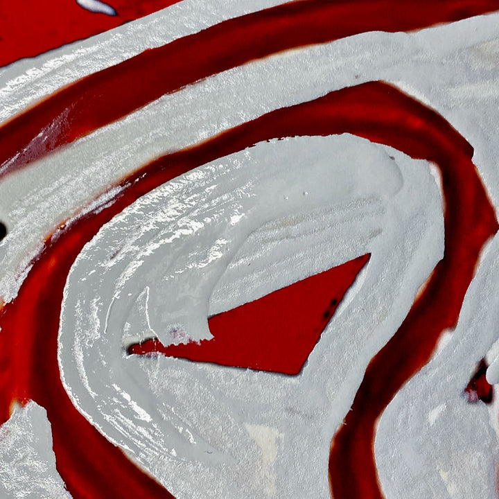 "Tavarua Kava Ghosts Red No 2" 2021© by Robert Santore | Hand painted limited edition mono-print on the finest archival hot press cotton rag paper with hand torn edges. Each one is slightly different and is an original on it's own. Painted the Texas studio.