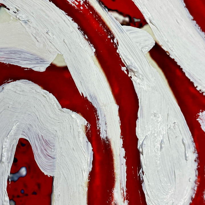 "Tavarua Kava Ghosts Red No 1" 2021© by Robert Santore | Hand painted limited edition mono-print on the finest archival hot press cotton rag paper with hand torn edges. Each one is slightly different and is an original on it's own. Painted the Texas studio.