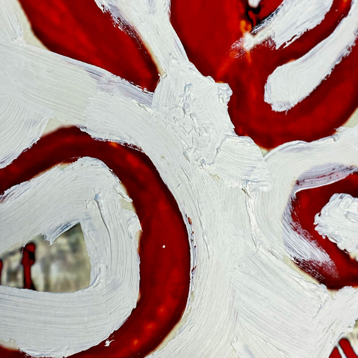 "Tavarua Kava Ghosts Red No 1" 2021© by Robert Santore | Hand painted limited edition mono-print on the finest archival hot press cotton rag paper with hand torn edges. Each one is slightly different and is an original on it's own. Painted the Texas studio.