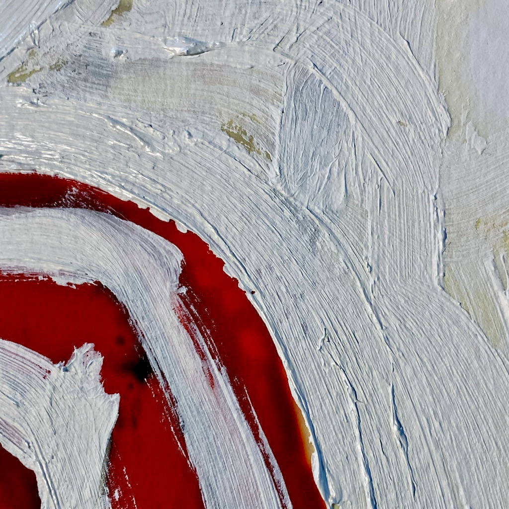 "Tavarua Kava Ghosts Red No 1" 2021© by Robert Santore | Hand painted limited edition mono-print on the finest archival hot press cotton rag paper with hand torn edges. Each one is slightly different and is an original on it's own. Painted the Texas studio.