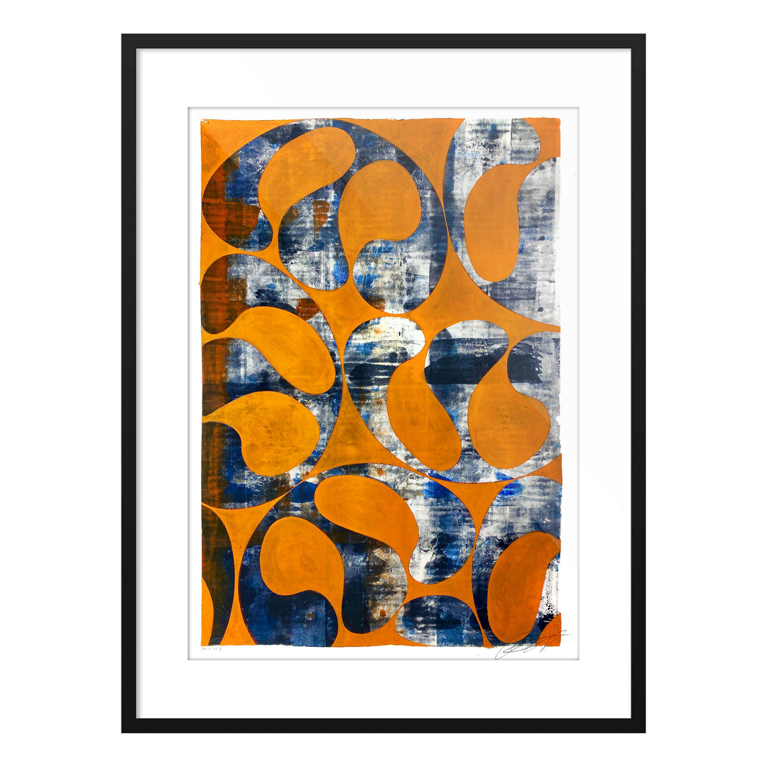 Jellyfish Study Burnt Orange No1 by Robert Santore ©2020. Framed & unframed, hand painted artist proof monoprint, watercolor and gouache on the finest archival hot press cotton rag paper with hand torn edges. Available as a limited edition giclée