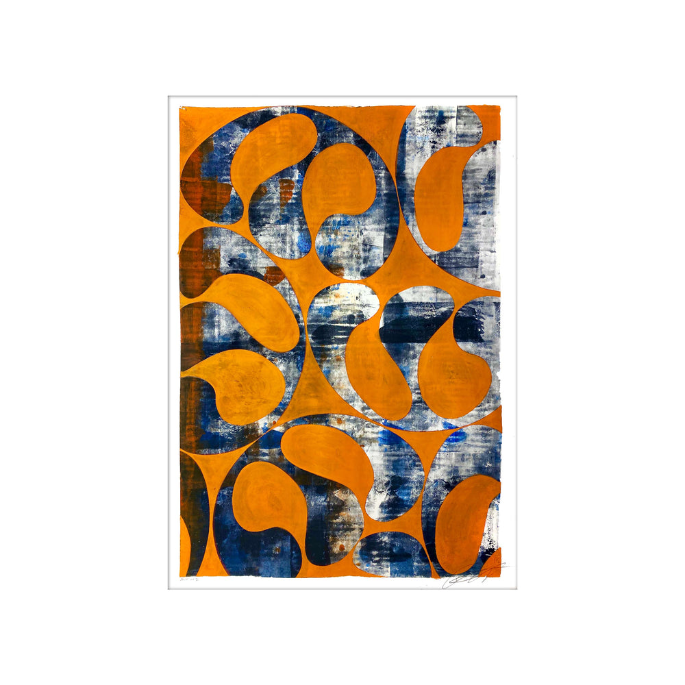 Jellyfish Study Burnt Orange No1 by Robert Santore ©2020. Framed & unframed, hand painted artist proof monoprint, watercolor and gouache on the finest archival hot press cotton rag paper with hand torn edges. Available as a limited edition giclée