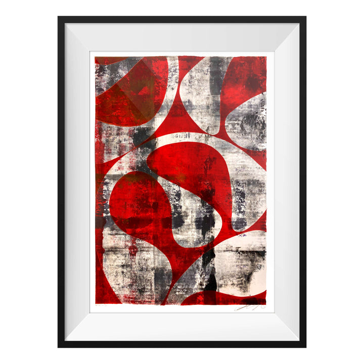 Jellyfish Study Crimson No1, by Robert Santore ©2020. Framed, hand painted artist proof monoprint, watercolor and gouache on the finest archival hot press cotton rag paper with hand torn edges. Available as a limited edition giclée.