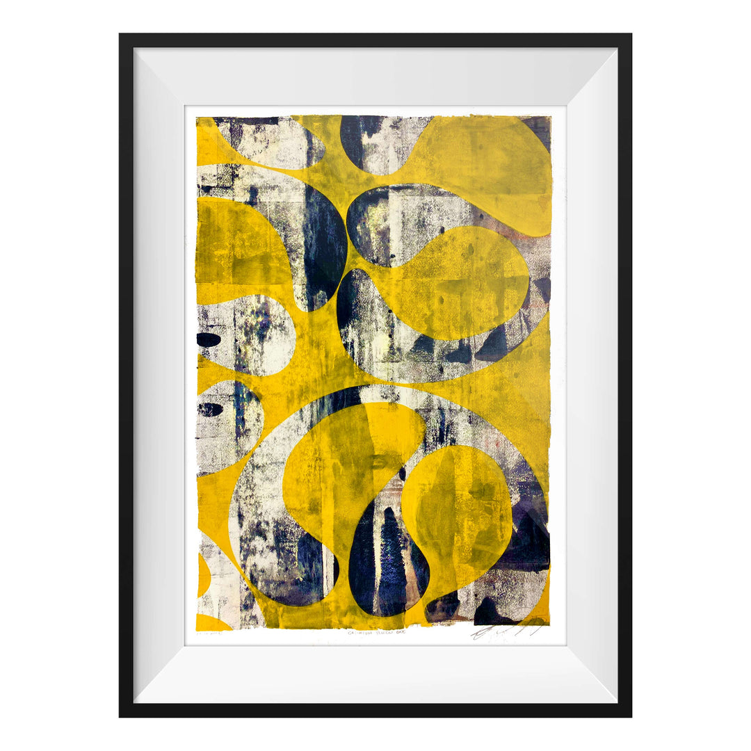 Jellyfish Study Yellow No1, by Robert Santore ©2020. Framed, hand painted artist proof monoprint, watercolor and gouache on the finest archival hot press cotton rag paper with hand torn edges. Available as a limited edition giclée.