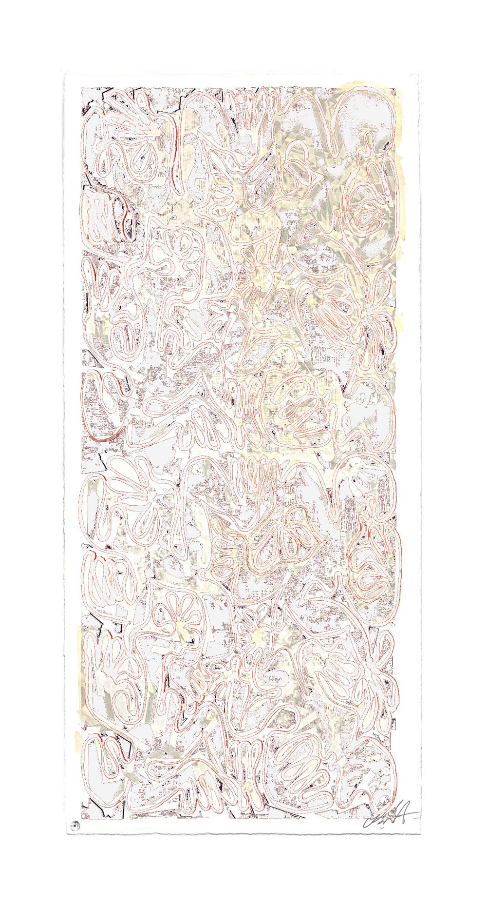 "Covid Chaos Louis Vuitton Snow No 1" by Robert Santore ©2021. Framed, Hand painted artist silkscreen print, hand printed on the finest archival cold press cotton rag paper with hand torn edges. Painted in the Texas studio.