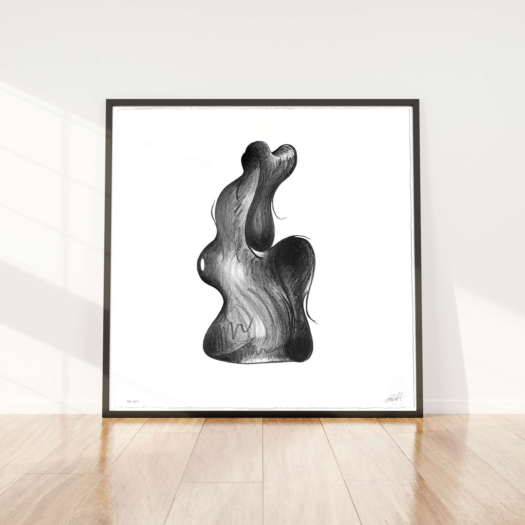 Man Rabbit House Giant 2019 No2 ©2020 Robert Santore | Giant woodblock print printed archival cold press cotton rag watercolor paper with hand torn edges. Painted in the Texas Studio.