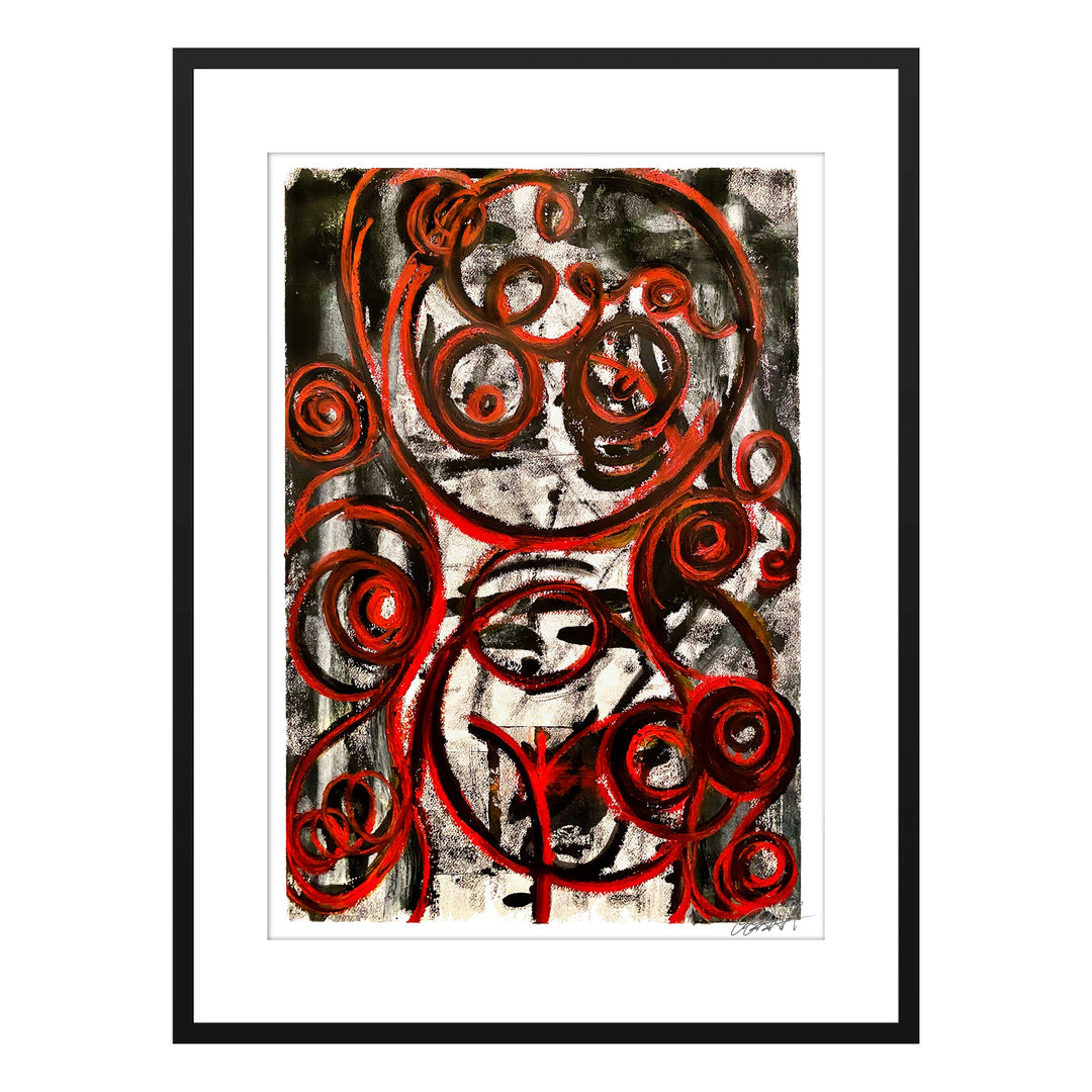 Maggie May Covid 2020, by Robert Santore ©2020. Framed, hand painted artist proof monoprint, watercolor and gouache on the finest archival hot press cotton rag paper with hand torn edges. Available as a limited edition giclée.