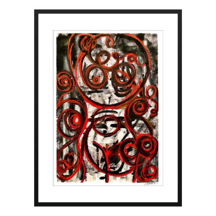 Maggie May Covid 2020, by Robert Santore ©2020. Framed, hand painted artist proof monoprint, watercolor and gouache on the finest archival hot press cotton rag paper with hand torn edges. Available as a limited edition giclée.