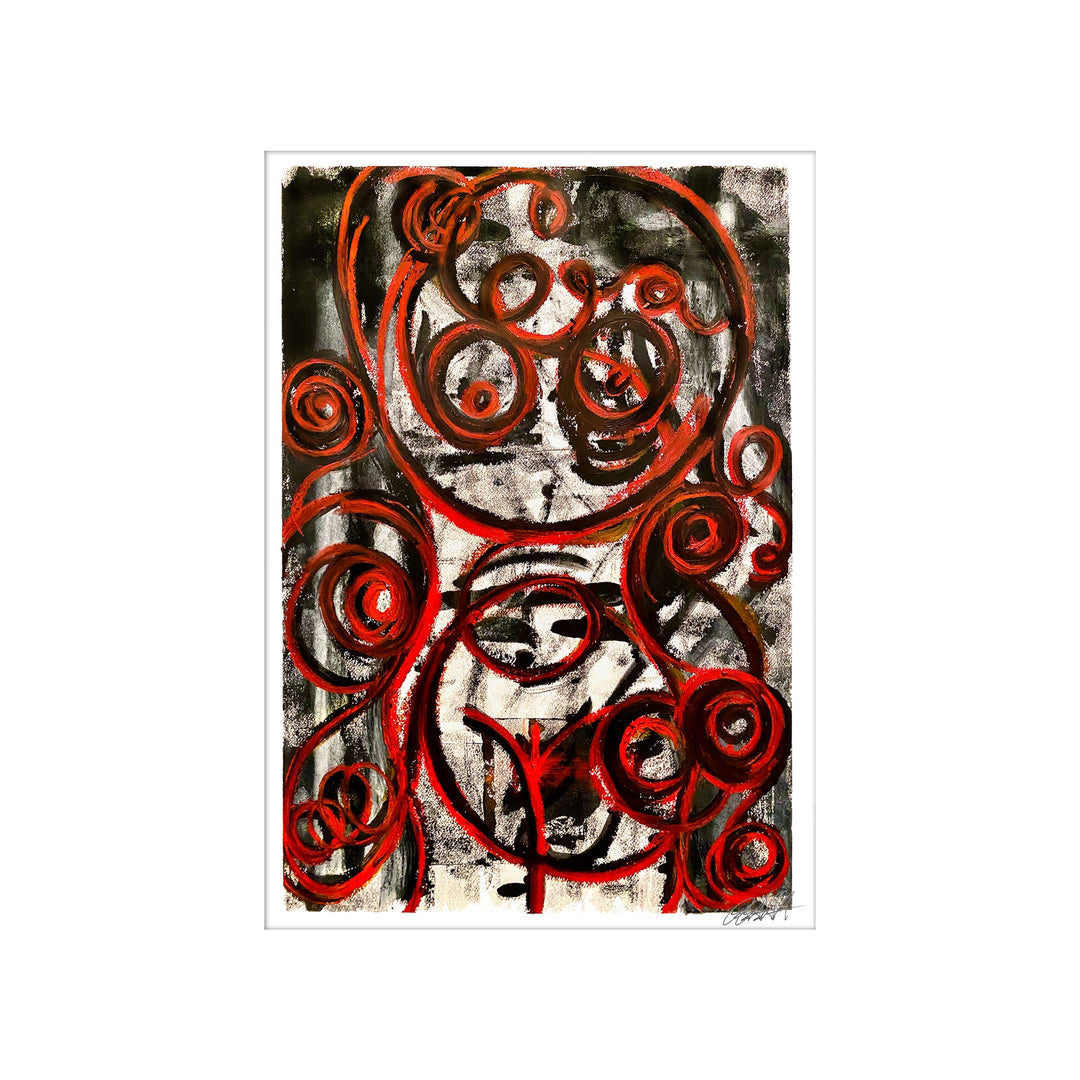 Maggie May Covid 2020, by Robert Santore ©2020. Framed, hand painted artist proof monoprint, watercolor and gouache on the finest archival hot press cotton rag paper with hand torn edges. Available as a limited edition giclée.