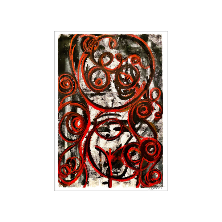 Maggie May Covid 2020, by Robert Santore ©2020. Framed, hand painted artist proof monoprint, watercolor and gouache on the finest archival hot press cotton rag paper with hand torn edges. Available as a limited edition giclée.