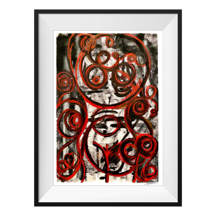 Maggie May Covid 2020, by Robert Santore ©2020. Framed, hand painted artist proof monoprint, watercolor and gouache on the finest archival hot press cotton rag paper with hand torn edges. Available as a limited edition giclée.