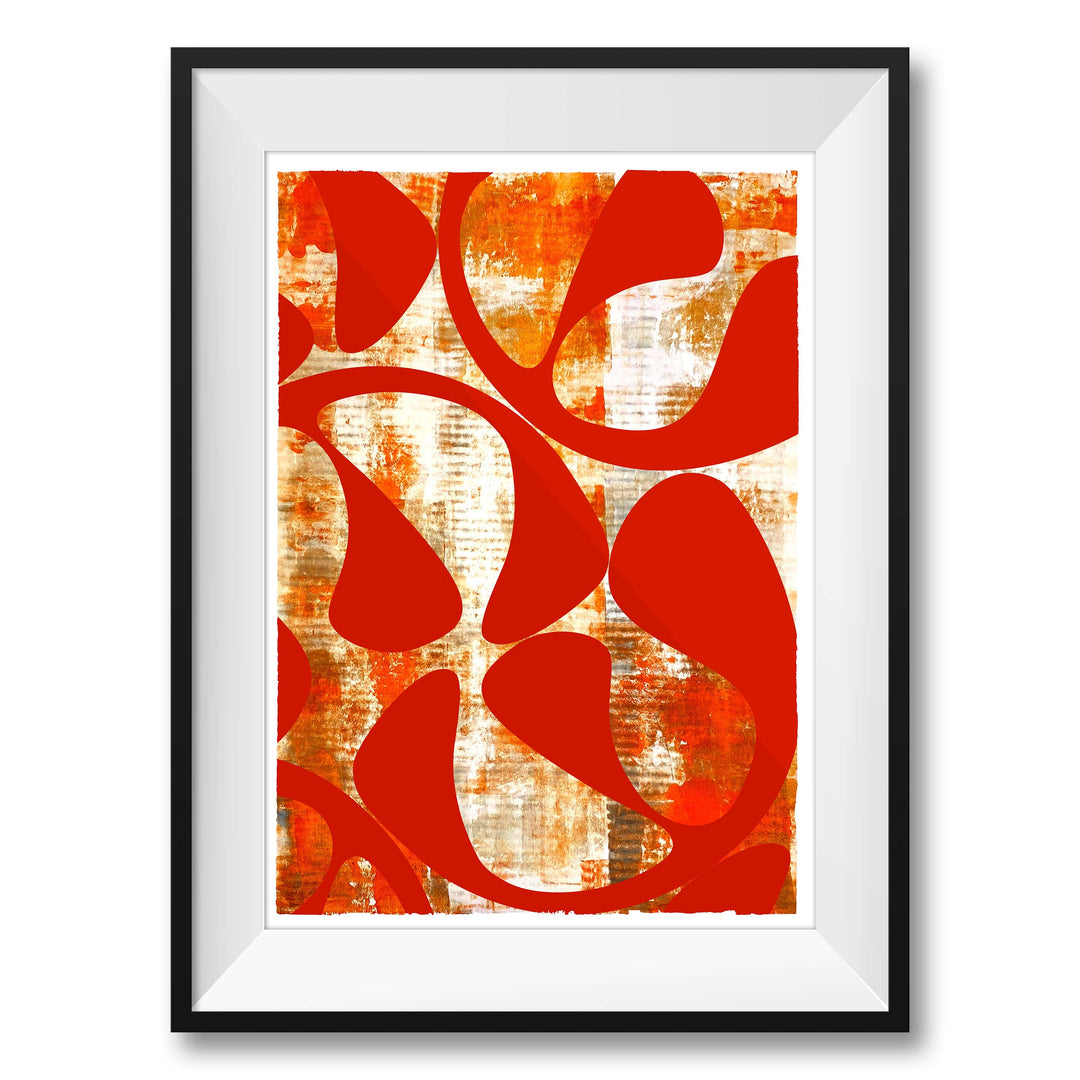 Disco Inferno V1, by Robert Santore ©2020. Framed, hand painted artist proof monoprint, watercolor and gouache on the finest archival hot press cotton rag paper with hand torn edges. Available as a limited edition giclée.