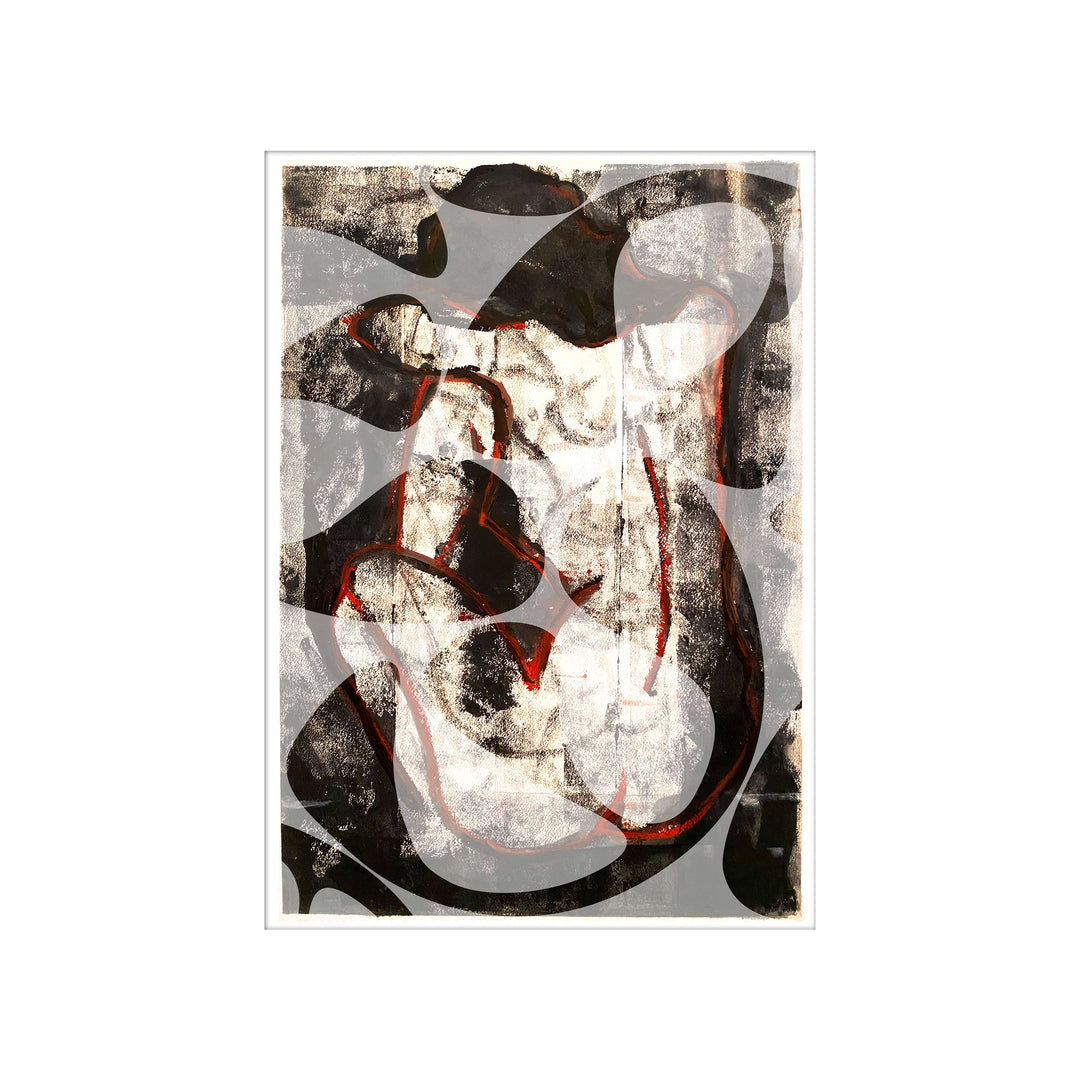 Manhattan COVID Nude No 1 V2, by Robert Santore ©2020. Framed & unframed, hand painted artist proof monoprint, watercolor and gouache on the finest archival hot press cotton rag paper with hand torn edges. Available as a limited edition giclée.