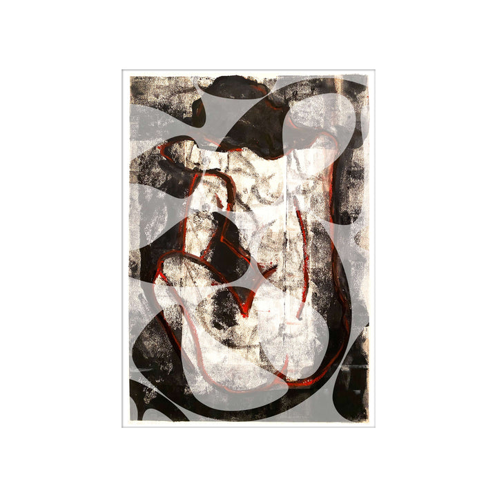 Manhattan COVID Nude No 1 V2, by Robert Santore ©2020. Framed & unframed, hand painted artist proof monoprint, watercolor and gouache on the finest archival hot press cotton rag paper with hand torn edges. Available as a limited edition giclée.