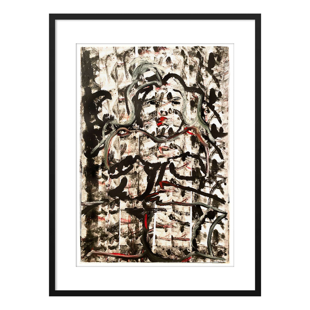 Manhattan COVID Nude No 2 V2, by Robert Santore ©2020. Framed & unframed, hand painted artist proof monoprint, watercolor and gouache on the finest archival hot press cotton rag paper with hand torn edges. Available as a limited edition giclée.