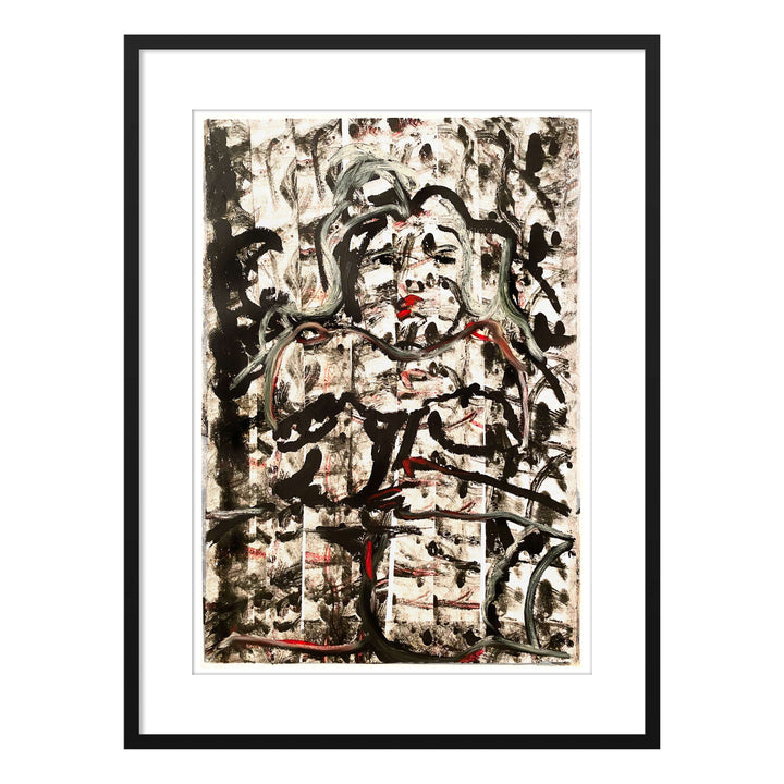 Manhattan COVID Nude No 2 V2, by Robert Santore ©2020. Framed & unframed, hand painted artist proof monoprint, watercolor and gouache on the finest archival hot press cotton rag paper with hand torn edges. Available as a limited edition giclée.