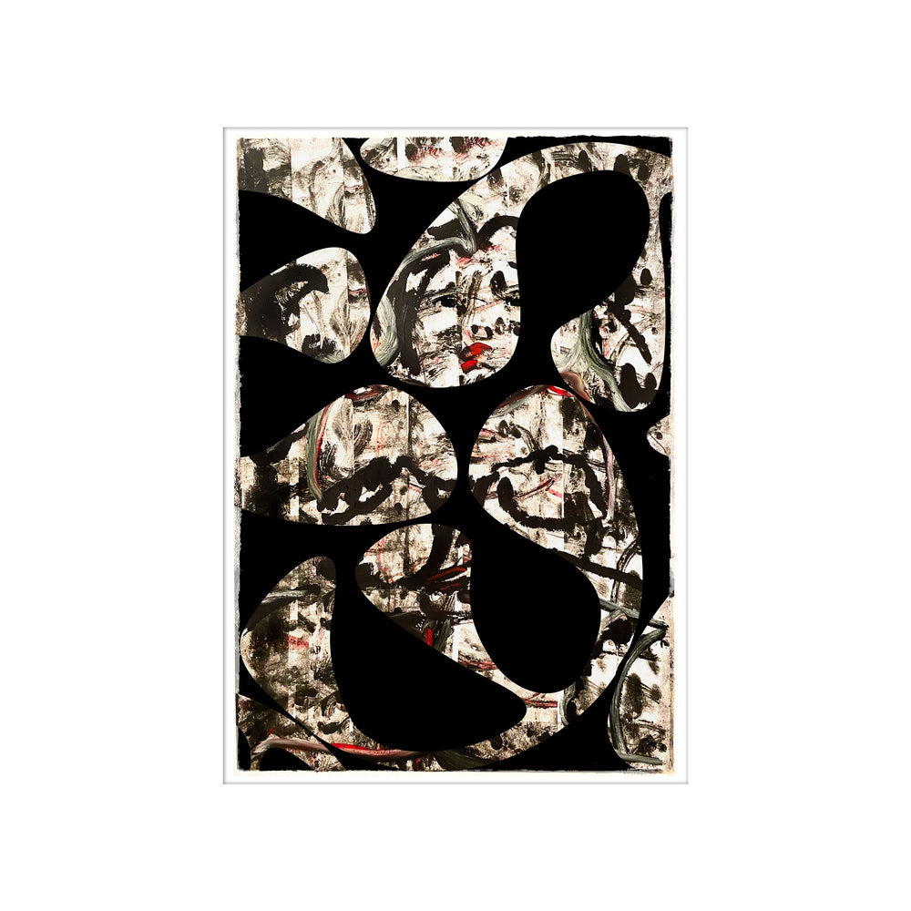 Manhattan COVID Nude No 2 V2, by Robert Santore ©2020. Framed & unframed, hand painted artist proof monoprint, watercolor and gouache on the finest archival hot press cotton rag paper with hand torn edges. Available as a limited edition giclée