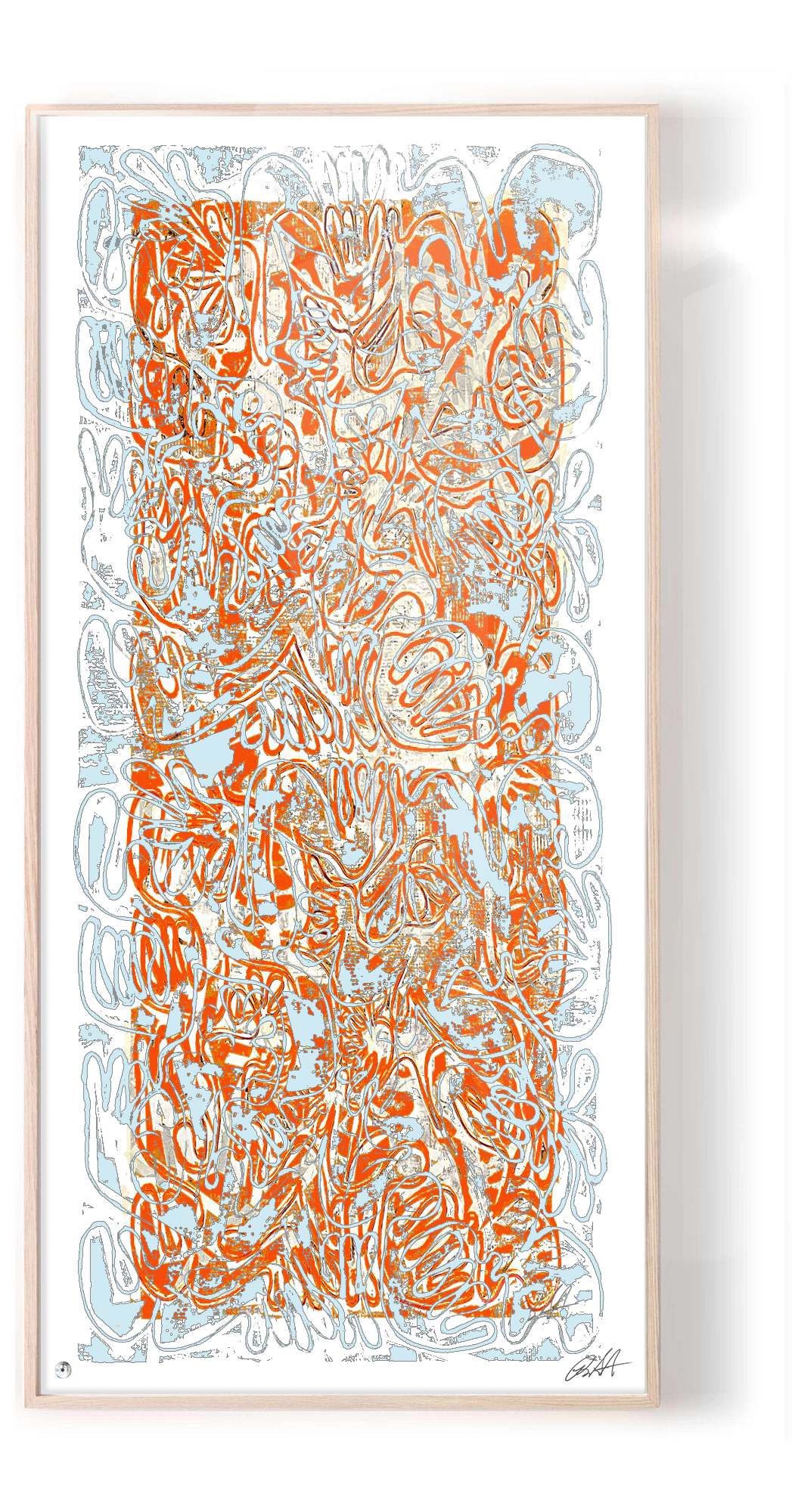 "COVID CHAOS Coconut Grove" by Robert Santore ©2021. Framed, Hand painted artist silkscreen print, hand printed on the finest archival cold press cotton rag paper with hand torn edges. Painted in the Soho studio.