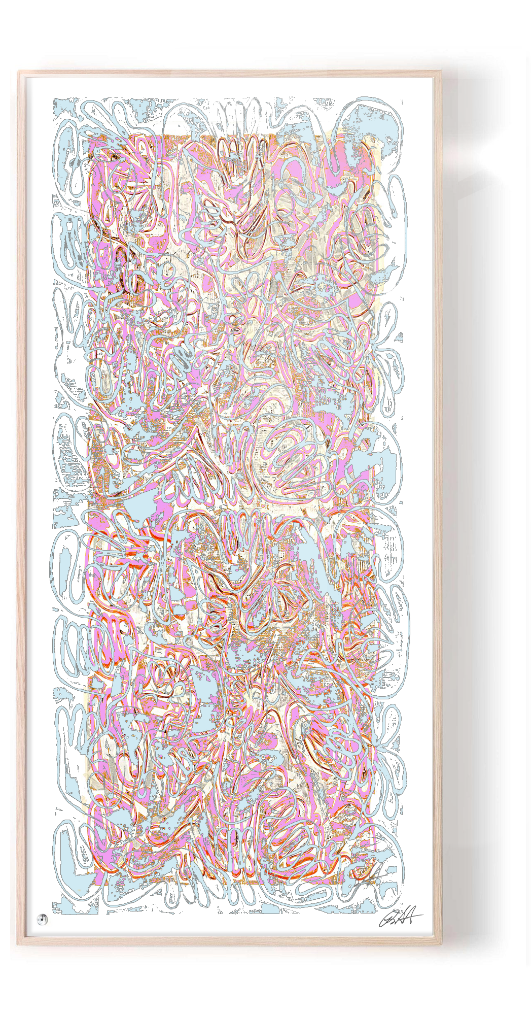 "COVID CHAOS Florida Keys" by Robert Santore ©2021. Framed, Hand painted artist silkscreen print, hand printed on the finest archival cold press cotton rag paper with hand torn edges. Painted in the Soho studio.