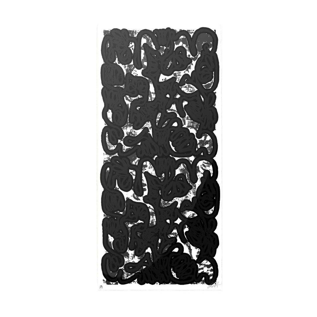 "PAN AM 69 Black No 1" by Robert Santore ©2021. Framed, Hand painted artist silkscreen print, hand printed on the finest archival cold press cotton rag paper with hand torn edges. Painted in the Texas studio.