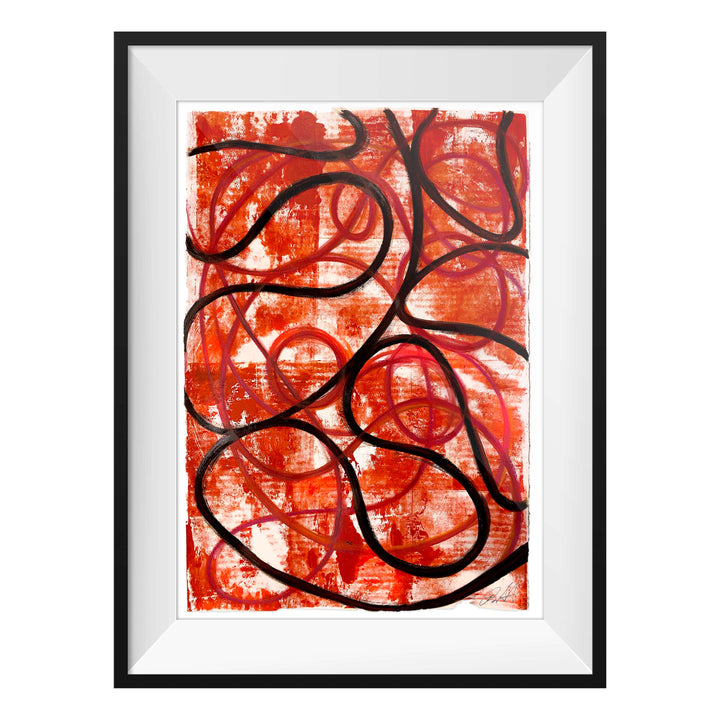Red Rain 2020 No 4, by Robert Santore ©2020. Framed, hand painted artist proof monoprint, watercolor and gouache on the finest archival hot press cotton rag paper with hand torn edges. Available as a limited edition giclée.