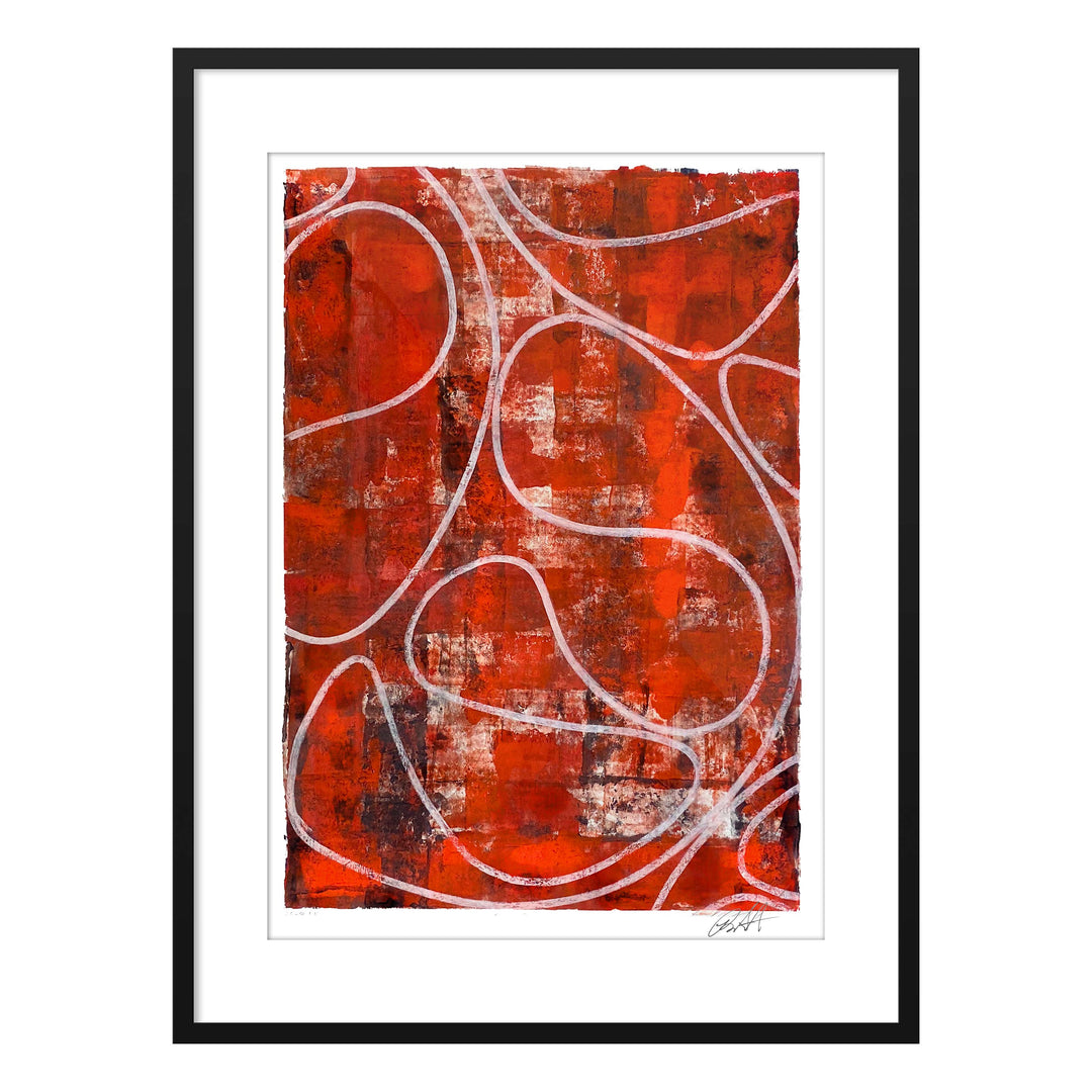 Red Rain 2020 No.3, by Robert Santore ©2020. Framed, hand painted artist proof monoprint, watercolor and gouache on the finest archival hot press cotton rag paper with hand torn edges. Available as a limited edition giclée.