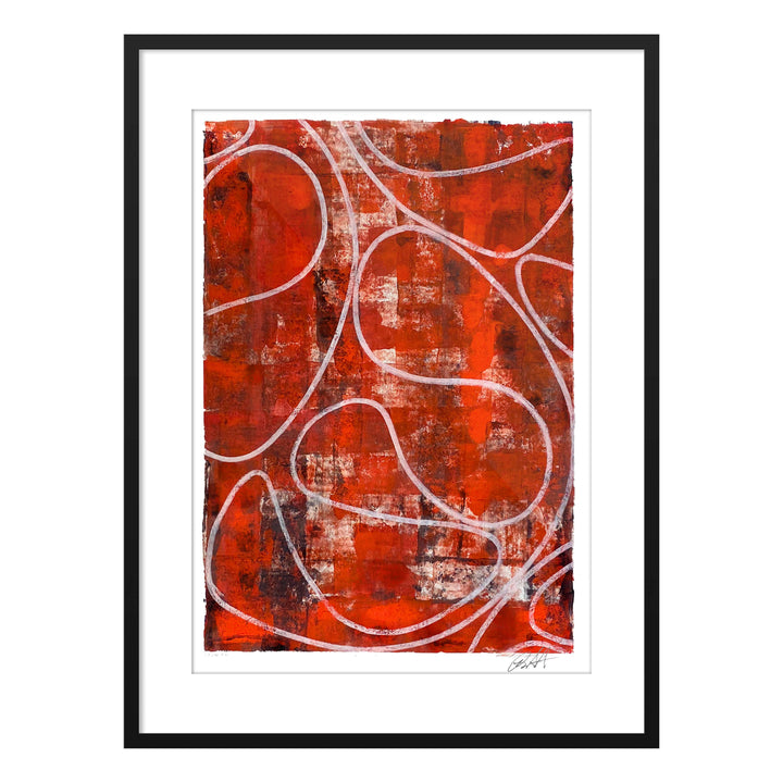Red Rain 2020 No.3, by Robert Santore ©2020. Framed, hand painted artist proof monoprint, watercolor and gouache on the finest archival hot press cotton rag paper with hand torn edges. Available as a limited edition giclée.